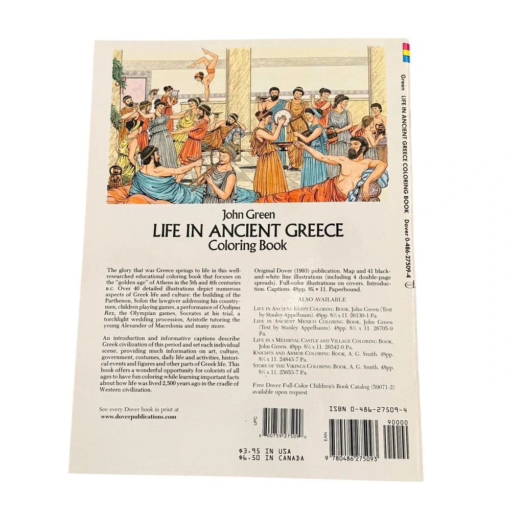 Vintage‎ Dover Life in Ancient Greece Coloring Book John Green 1993 History